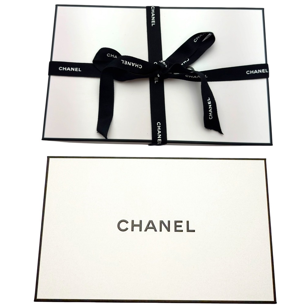Chanel Gift Box White Black Logo Ribbon Luxury Designer Storage Decor